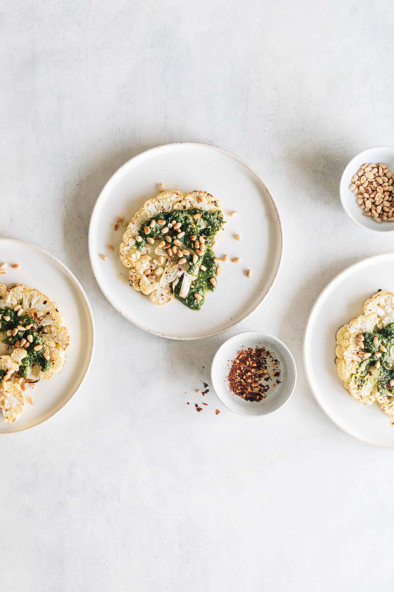 blomkål i ovn med grøn pesto